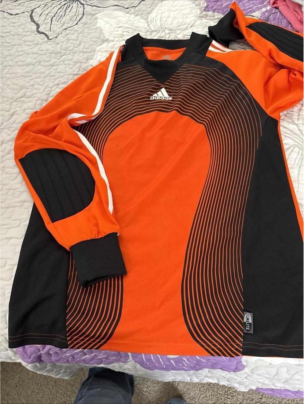 Adidas Climalite Vintage 2008 Orange Black Men's Medium Soccer Goalkeeper Jersey